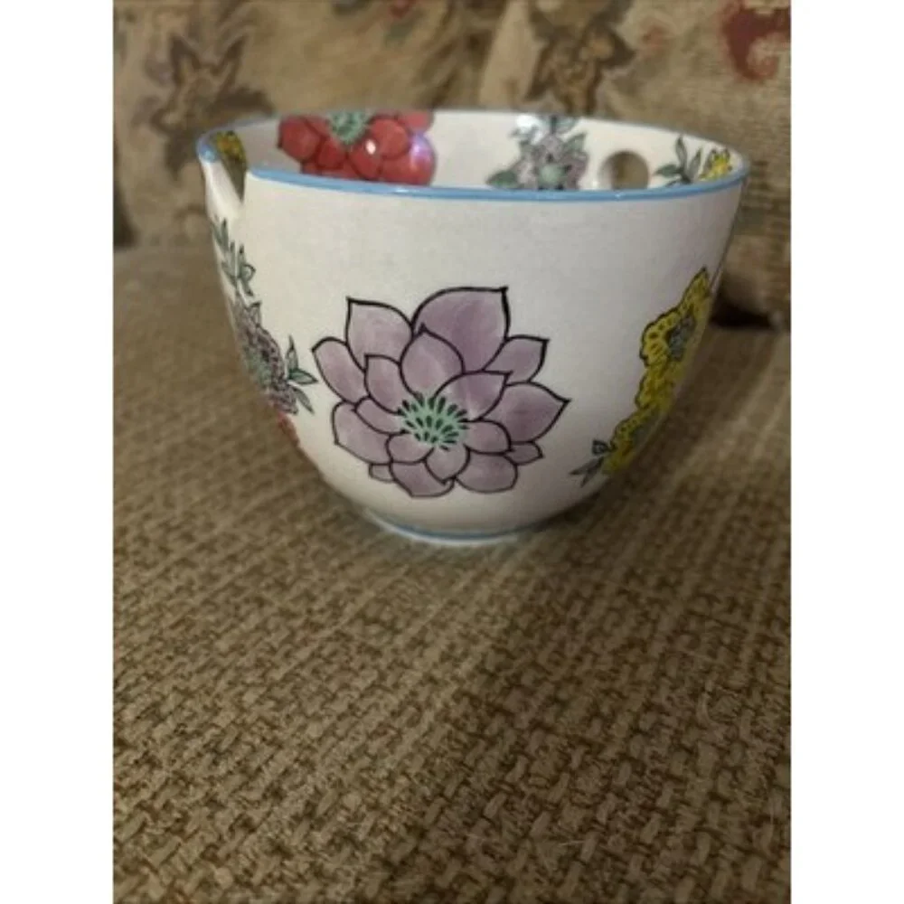 Hand Painted Noodle Rice Bowl‎ w/Built In Chopsticks Holder